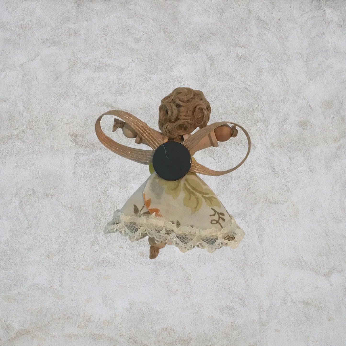 Cottage Fairy Magnet – Handmade Rustic Jute Hair Fairy Decor Wood