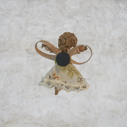 Cottage Fairy Magnet – Handmade Rustic Jute Hair Fairy Decor Wood