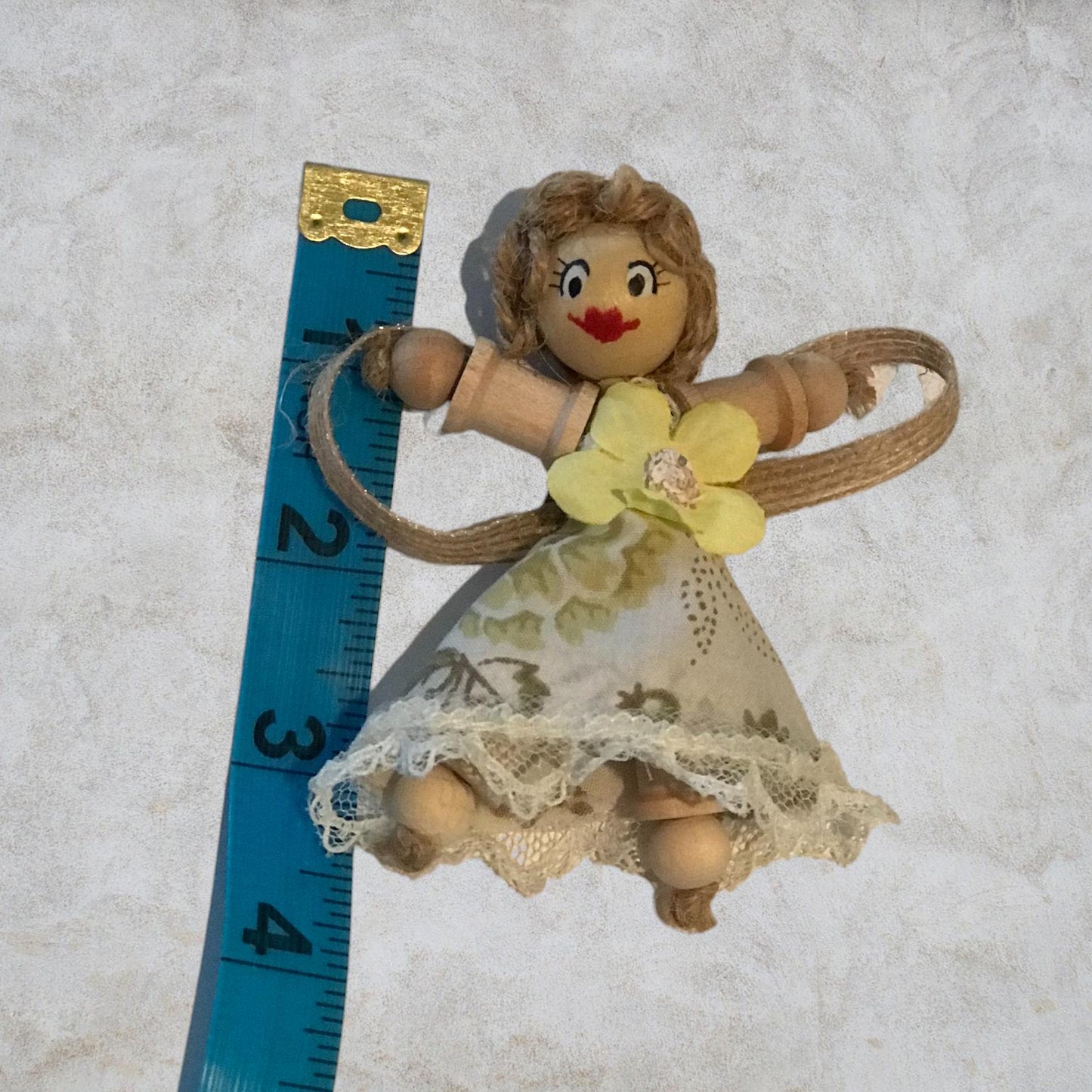 Cottage Fairy Magnet – Handmade Rustic Jute Hair Fairy Decor Wood