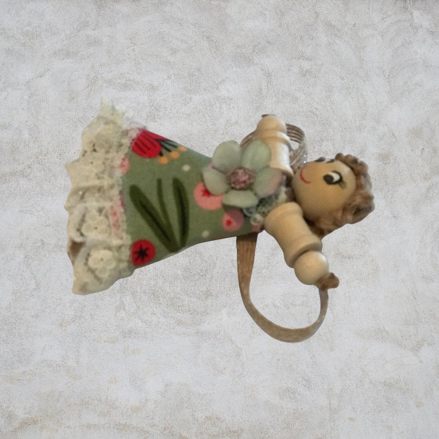 Cottage Fairy Magnet – Handmade Rustic Jute Hair Fairy Decor Wood