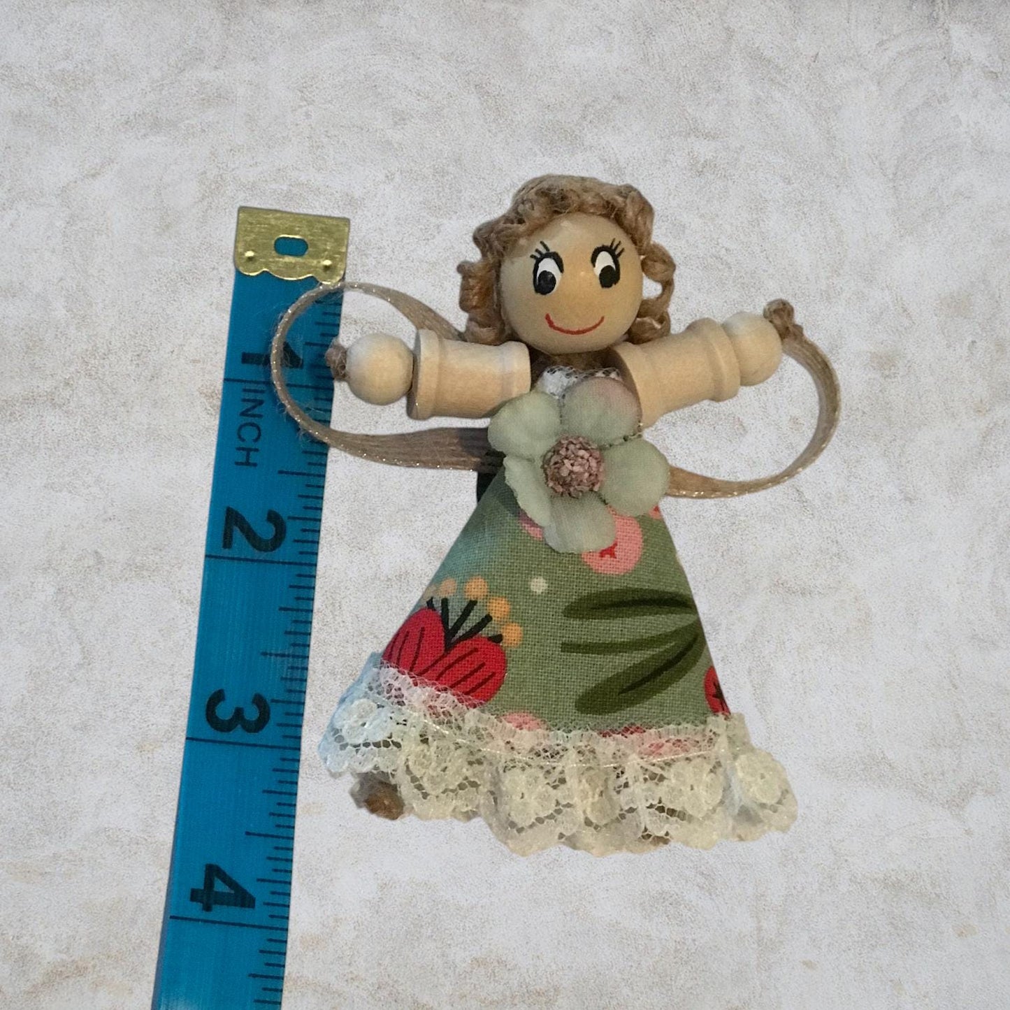 Cottage Fairy Magnet – Handmade Rustic Jute Hair Fairy Decor Wood