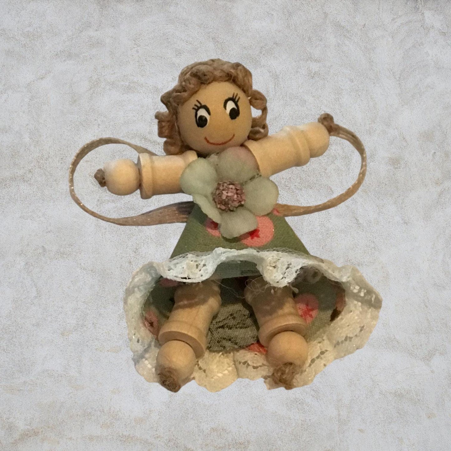 Cottage Fairy Magnet – Handmade Rustic Jute Hair Fairy Decor Wood