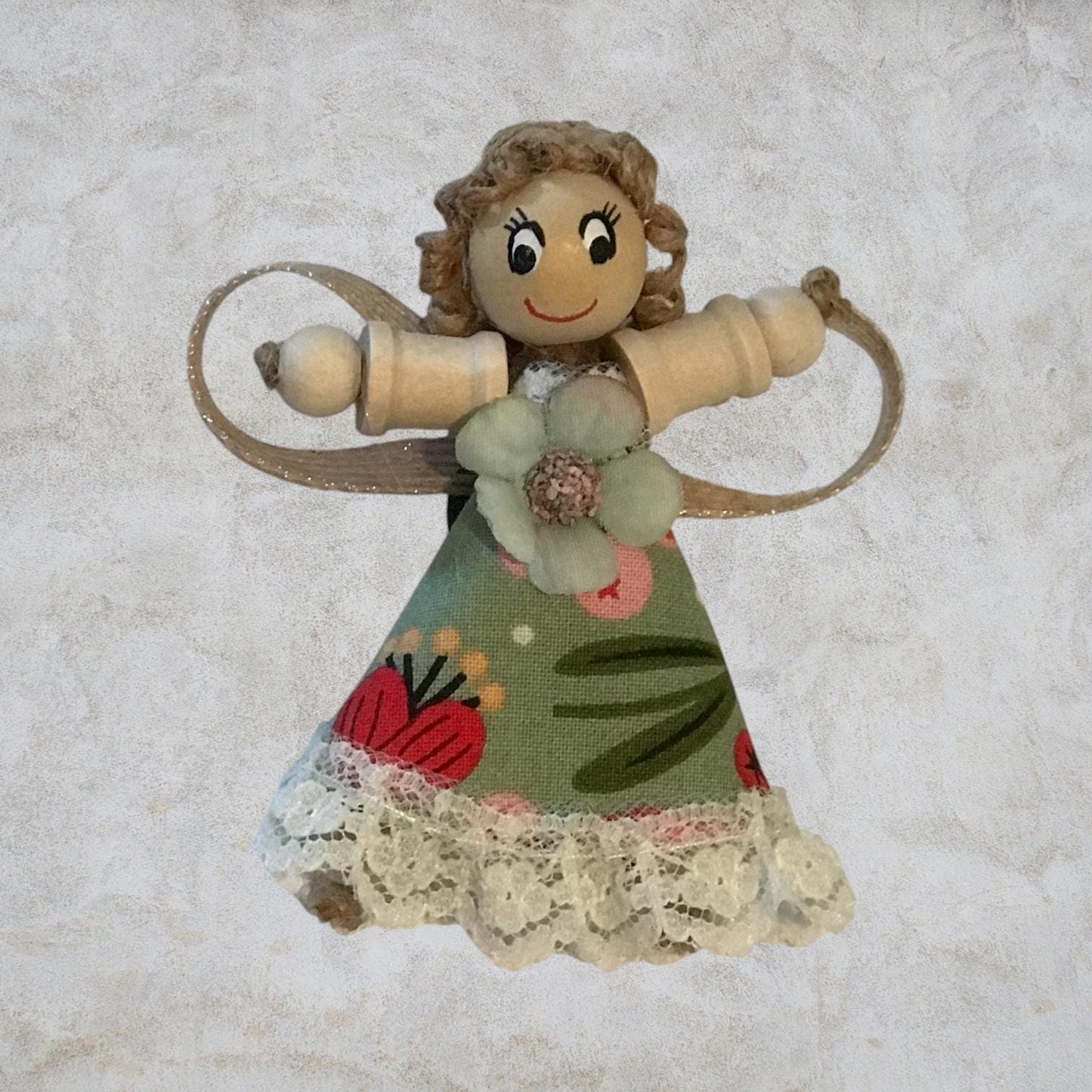 Cottage Fairy Magnet – Handmade Rustic Jute Hair Fairy Decor Wood
