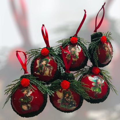 Moss Fairy Christmas Bauble Ornament Set of 6