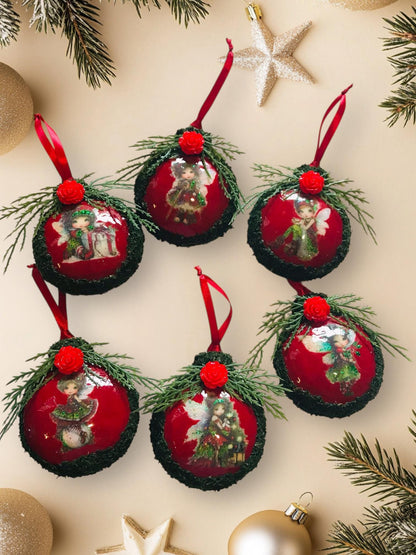 Moss Fairy Christmas Bauble Ornament Set of 6