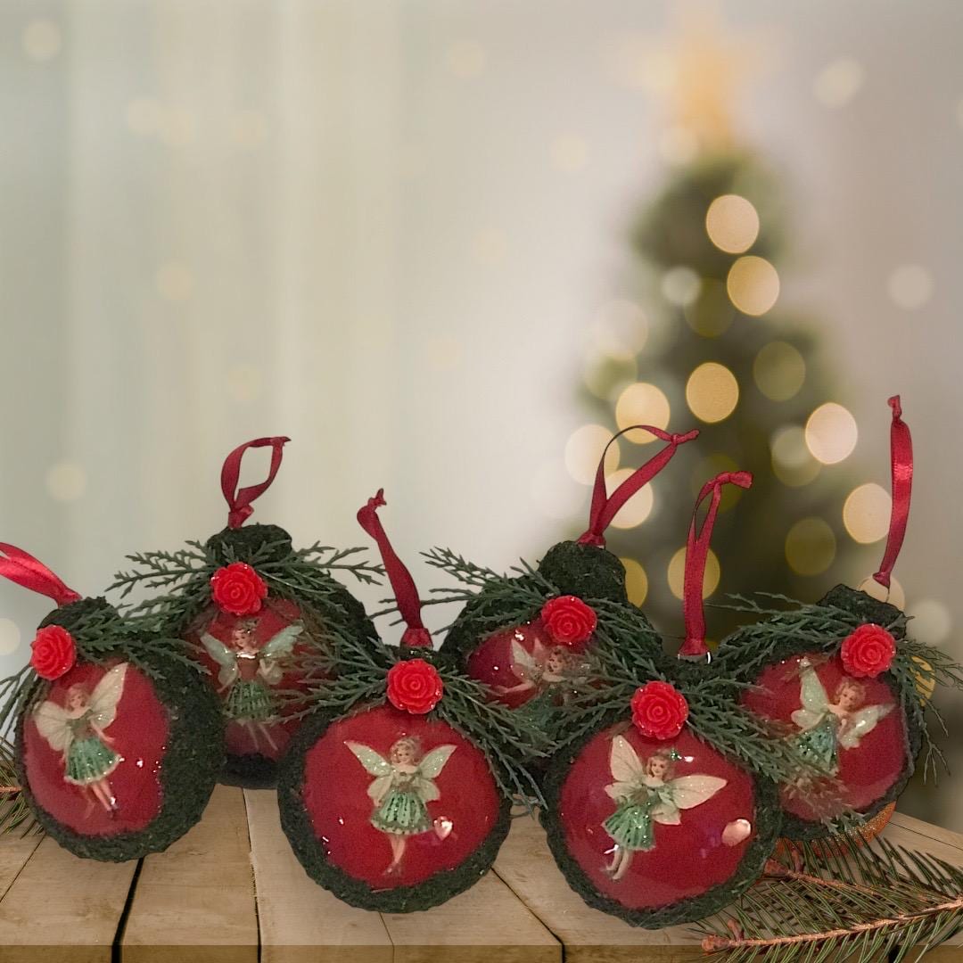 Moss Fairy Christmas Bauble Ornament Set of 6
