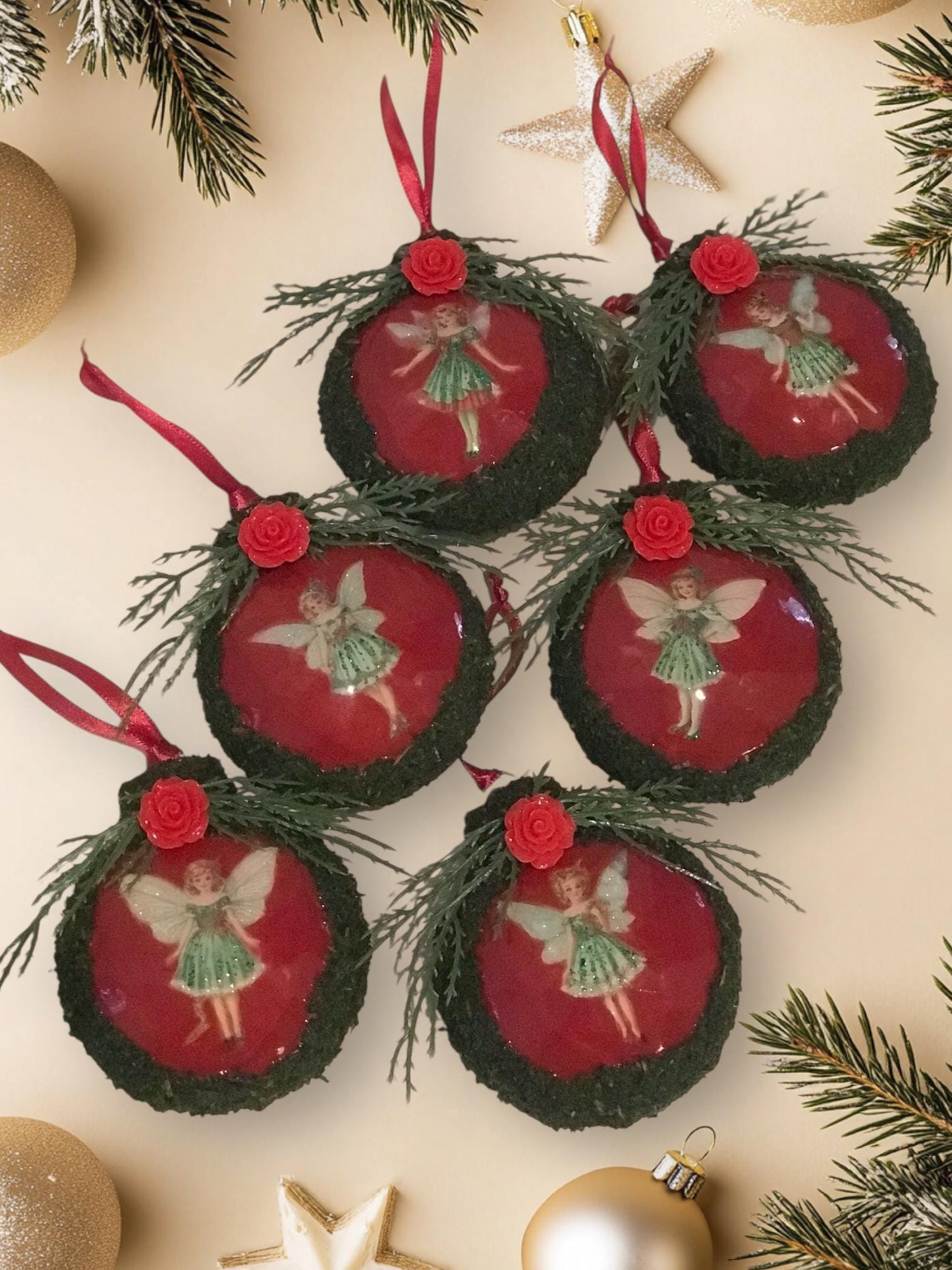 Moss Fairy Christmas Bauble Ornament Set of 6