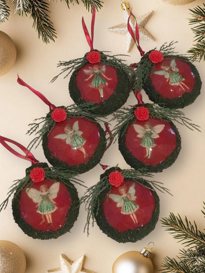 Moss Fairy Christmas Bauble Ornament Set of 6