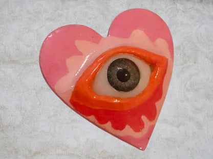 Handmade Creepling Heart Magnet: Quirky One-Eyed Sculpture, Collectible Gift  Monster