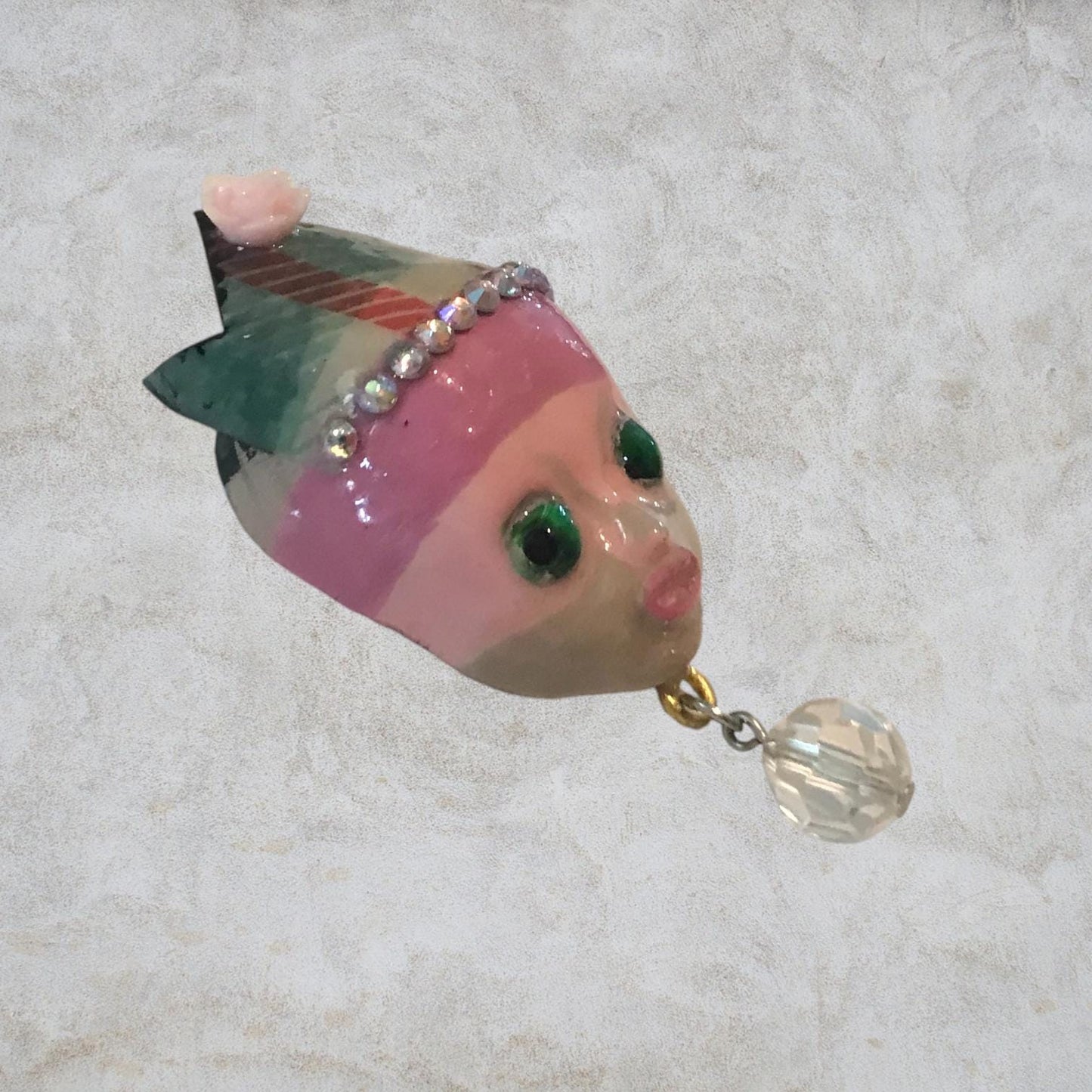 Handpainted Monster Fridge Magnet: Crowned Fae Creepling Goblin
