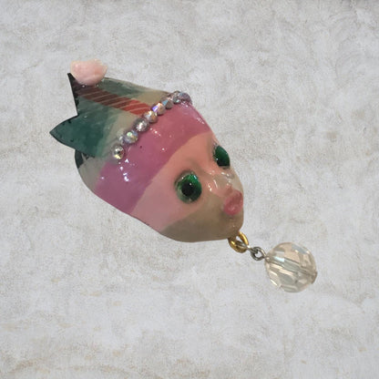 Handpainted Monster Fridge Magnet: Crowned Fae Creepling Goblin