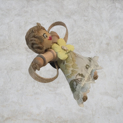 Cottage Fairy Magnet – Handmade Rustic Jute Hair Fairy Decor Wood