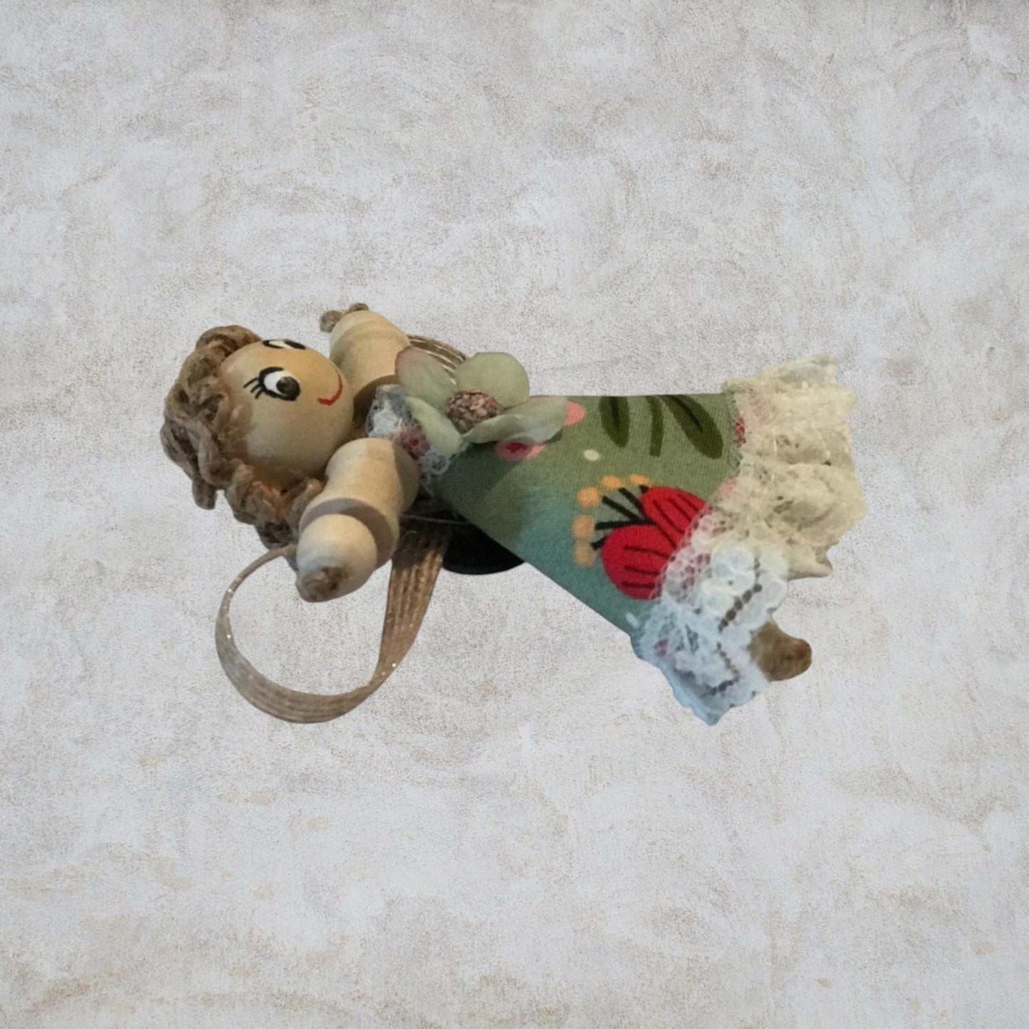 Cottage Fairy Magnet – Handmade Rustic Jute Hair Fairy Decor Wood