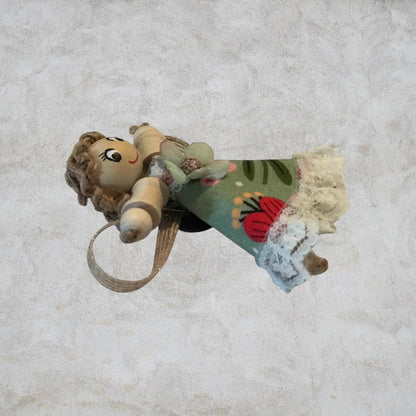 Cottage Fairy Magnet – Handmade Rustic Jute Hair Fairy Decor Wood