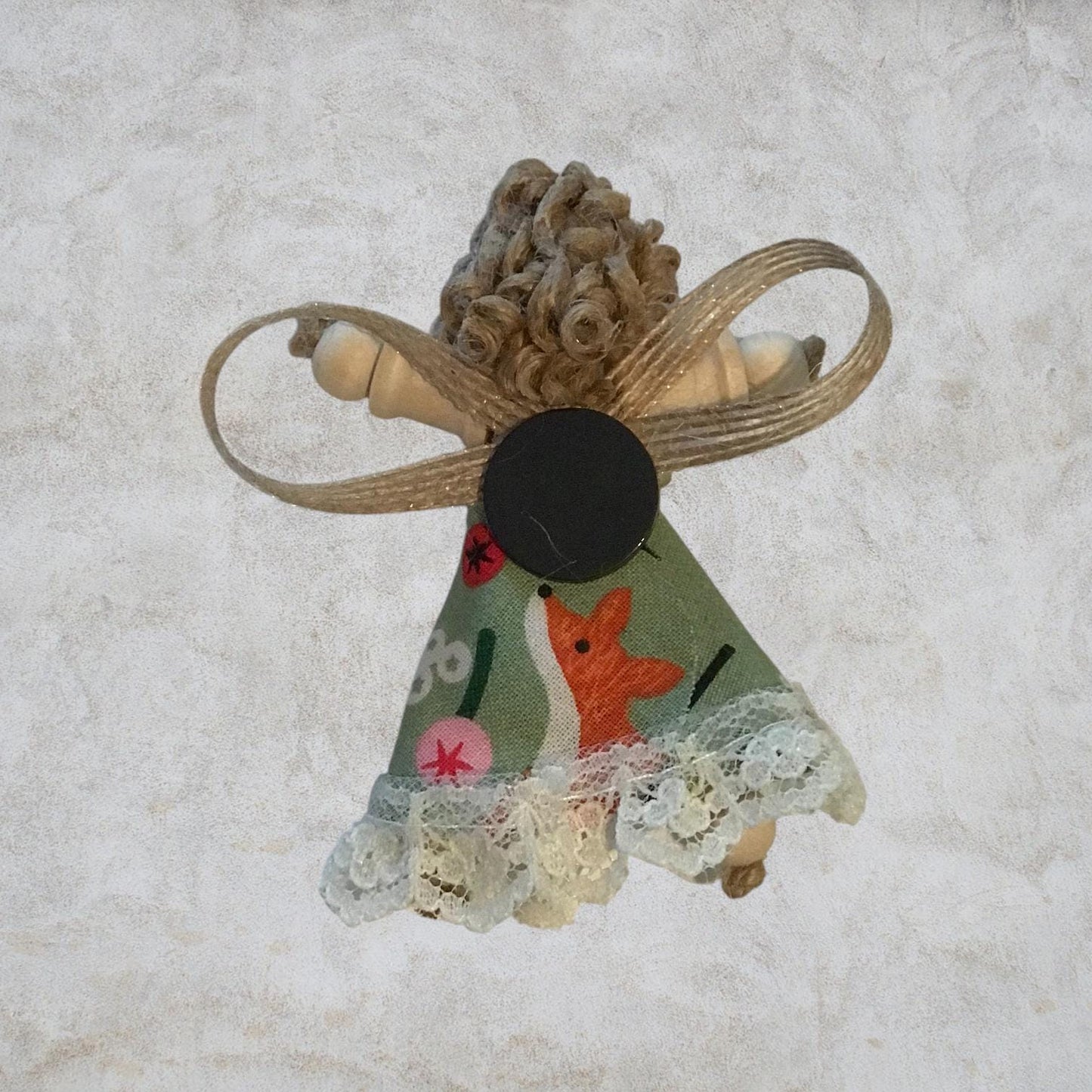 Cottage Fairy Magnet – Handmade Rustic Jute Hair Fairy Decor Wood
