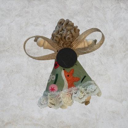 Cottage Fairy Magnet – Handmade Rustic Jute Hair Fairy Decor Wood