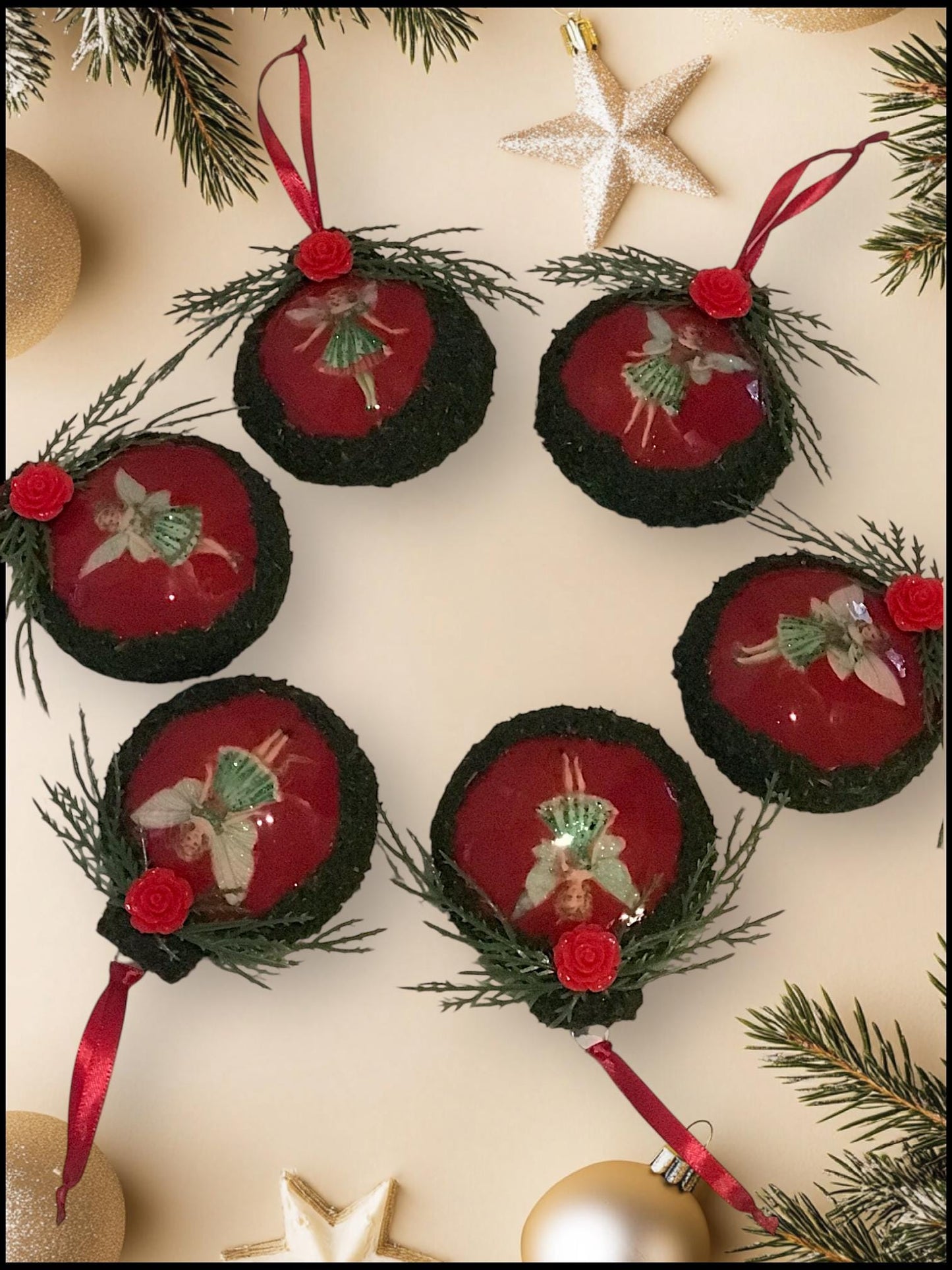 Moss Fairy Christmas Bauble Ornament Set of 6