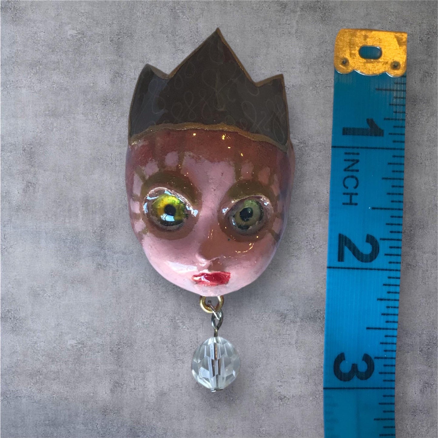 Handpainted Monster Fridge Magnet: Crowned Creepling Fae Goblin