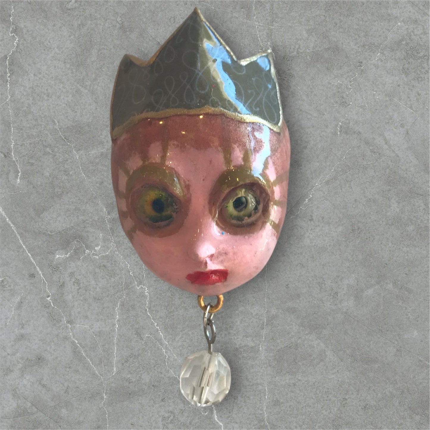 Handpainted Monster Fridge Magnet: Crowned Creepling Fae Goblin