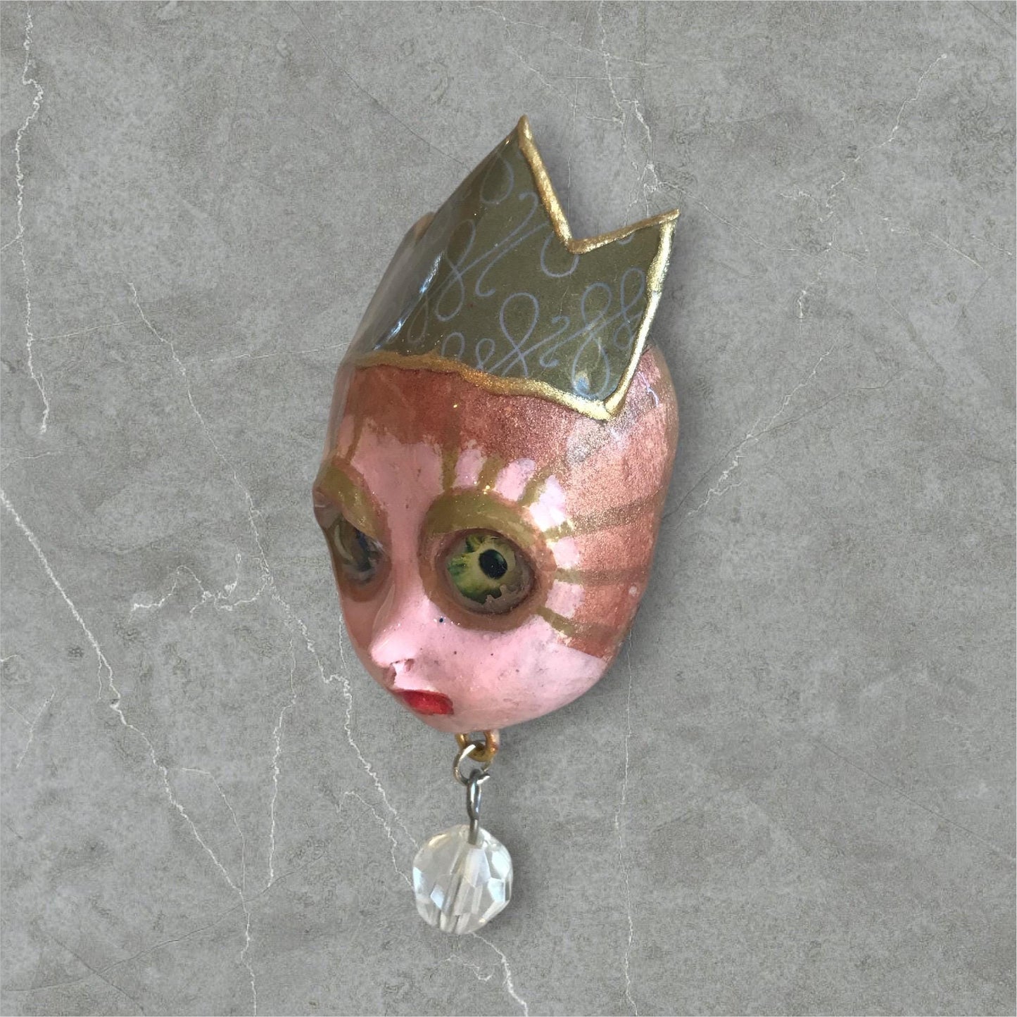 Handpainted Monster Fridge Magnet: Crowned Creepling Fae Goblin
