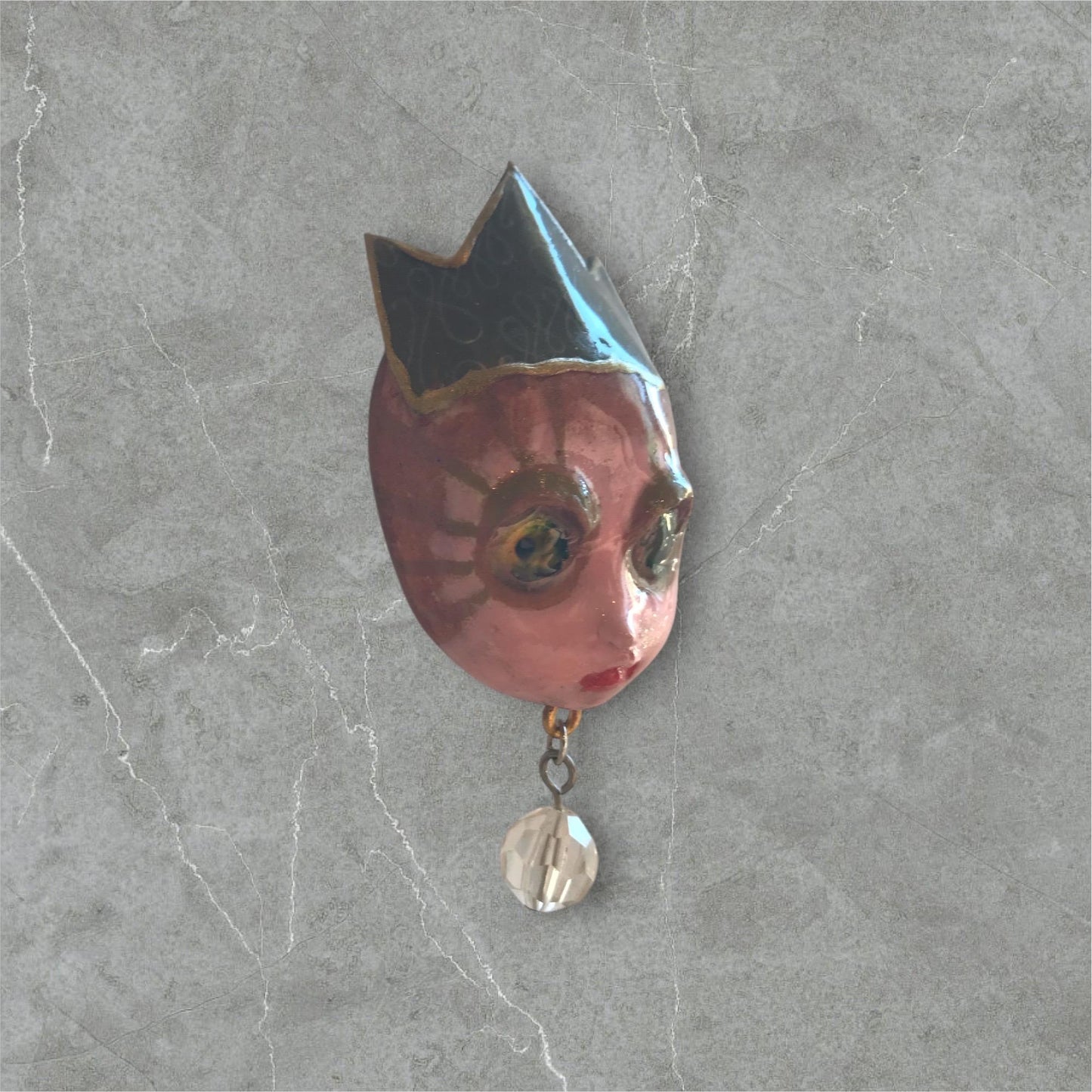 Handpainted Monster Fridge Magnet: Crowned Creepling Fae Goblin