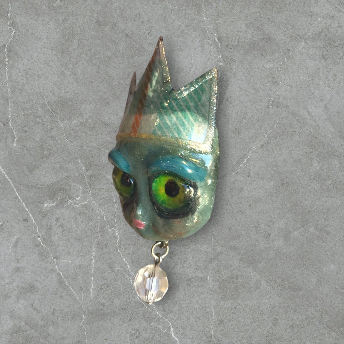 Handpainted Monster Fridge Magnet: Crowned Creepling Fae Goblin
