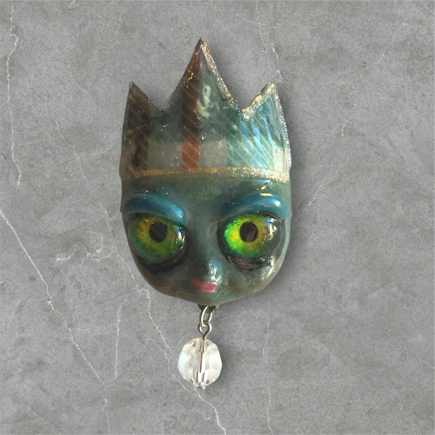 Handpainted Monster Fridge Magnet: Crowned Creepling Fae Goblin