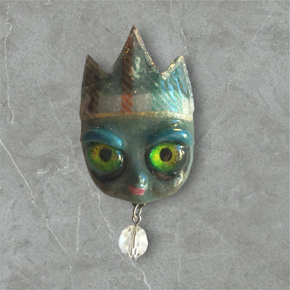 Handpainted Monster Fridge Magnet: Crowned Creepling Fae Goblin