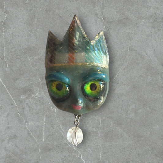 Handpainted Monster Fridge Magnet: Crowned Creepling Fae Goblin