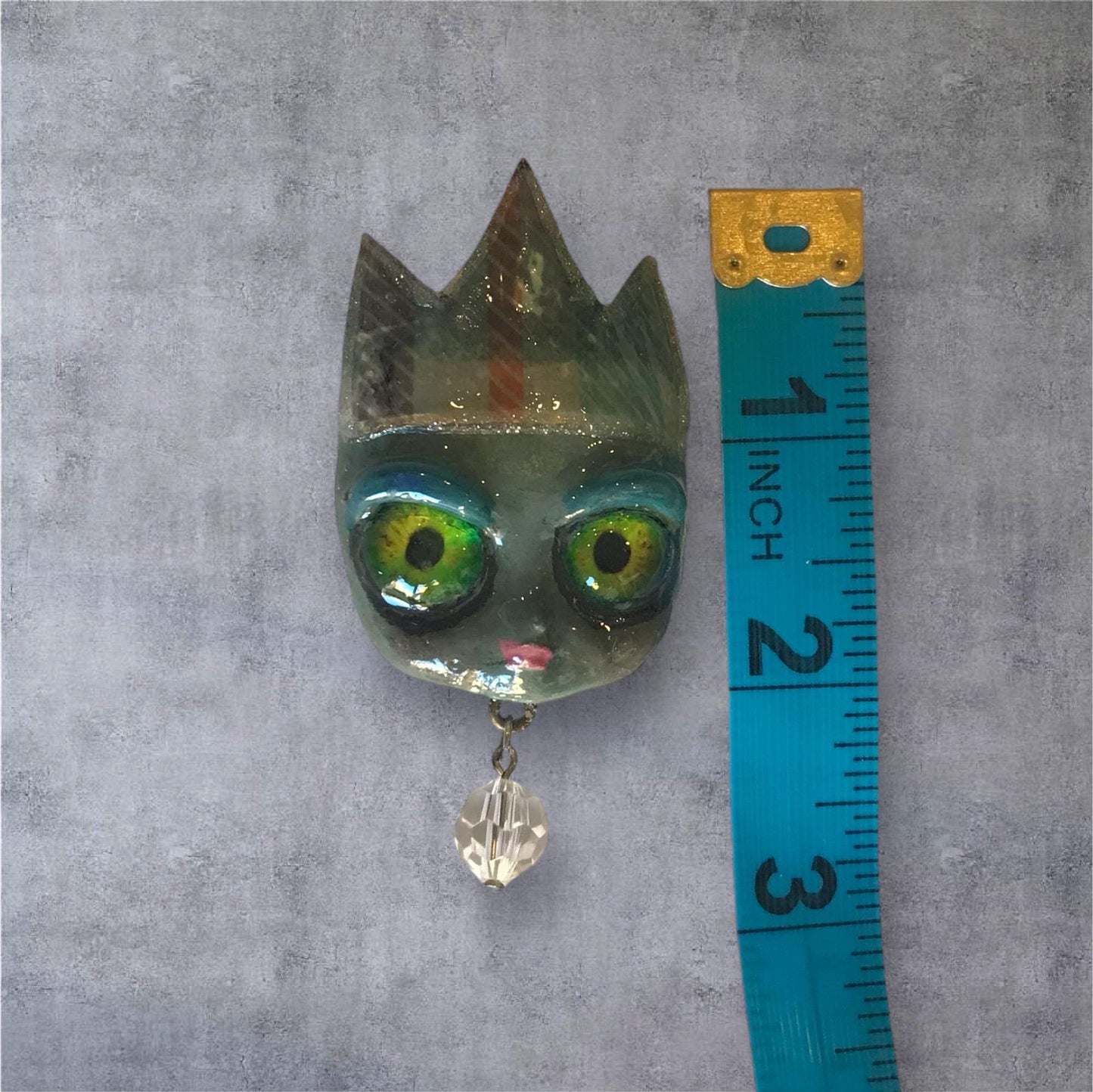 Handpainted Monster Fridge Magnet: Crowned Creepling Fae Goblin