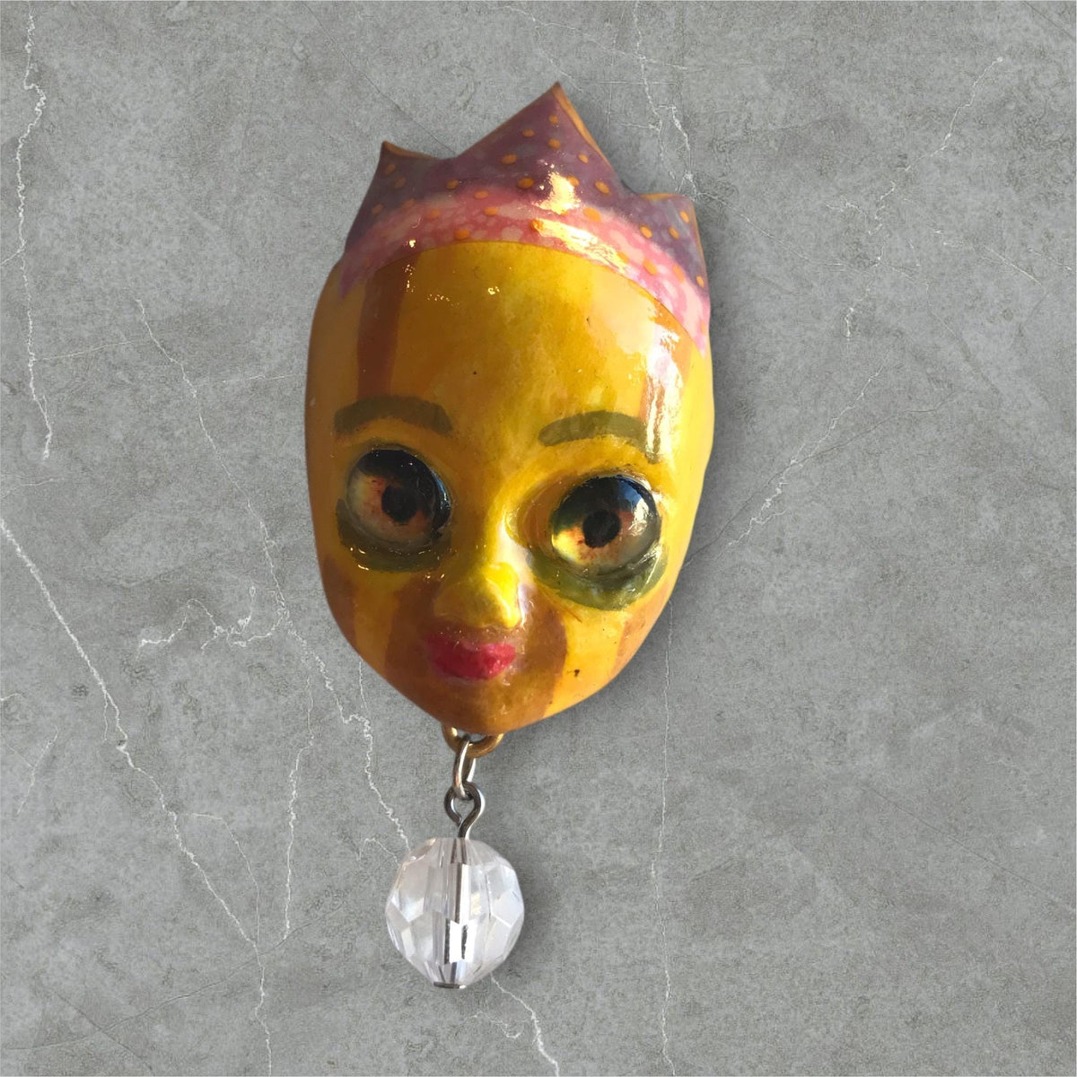 Handpainted Monster Fridge Magnet: Crowned Creepling Fae Goblin