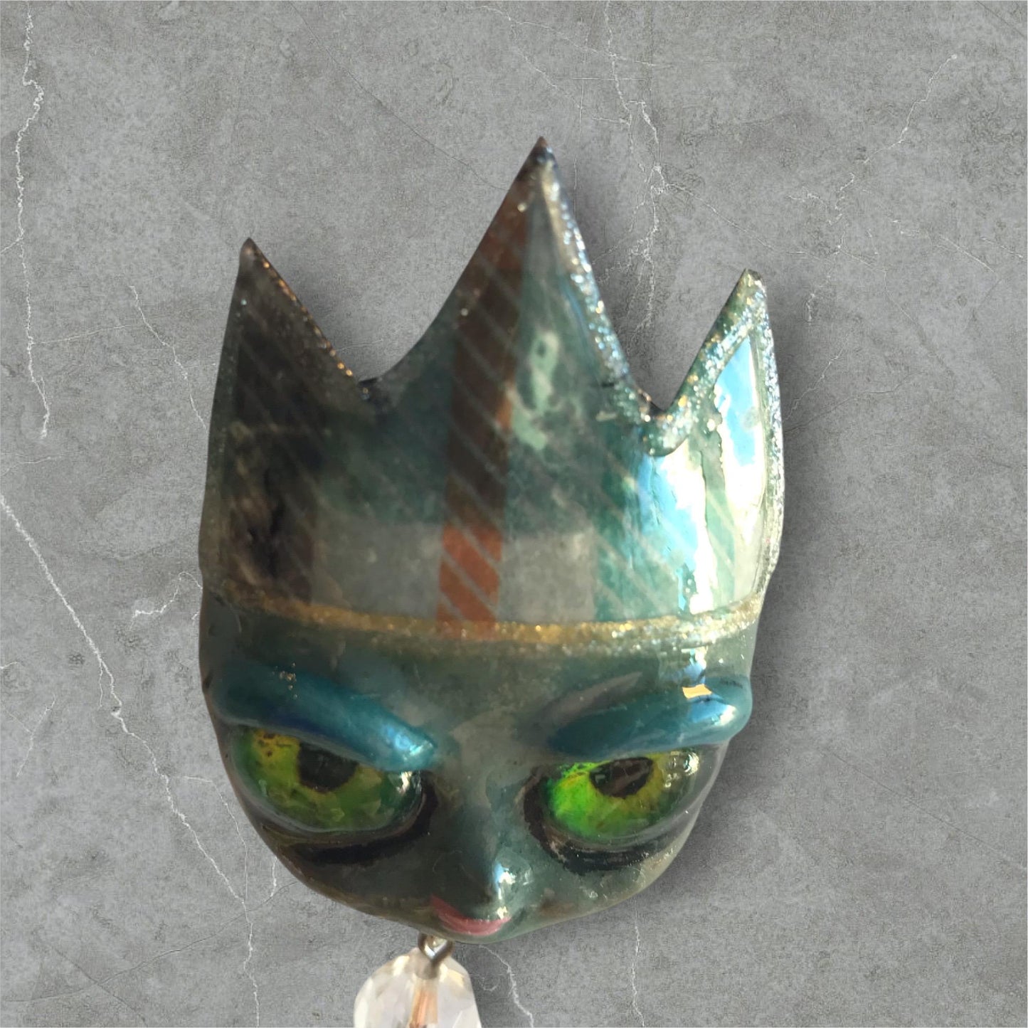 Handpainted Monster Fridge Magnet: Crowned Creepling Fae Goblin