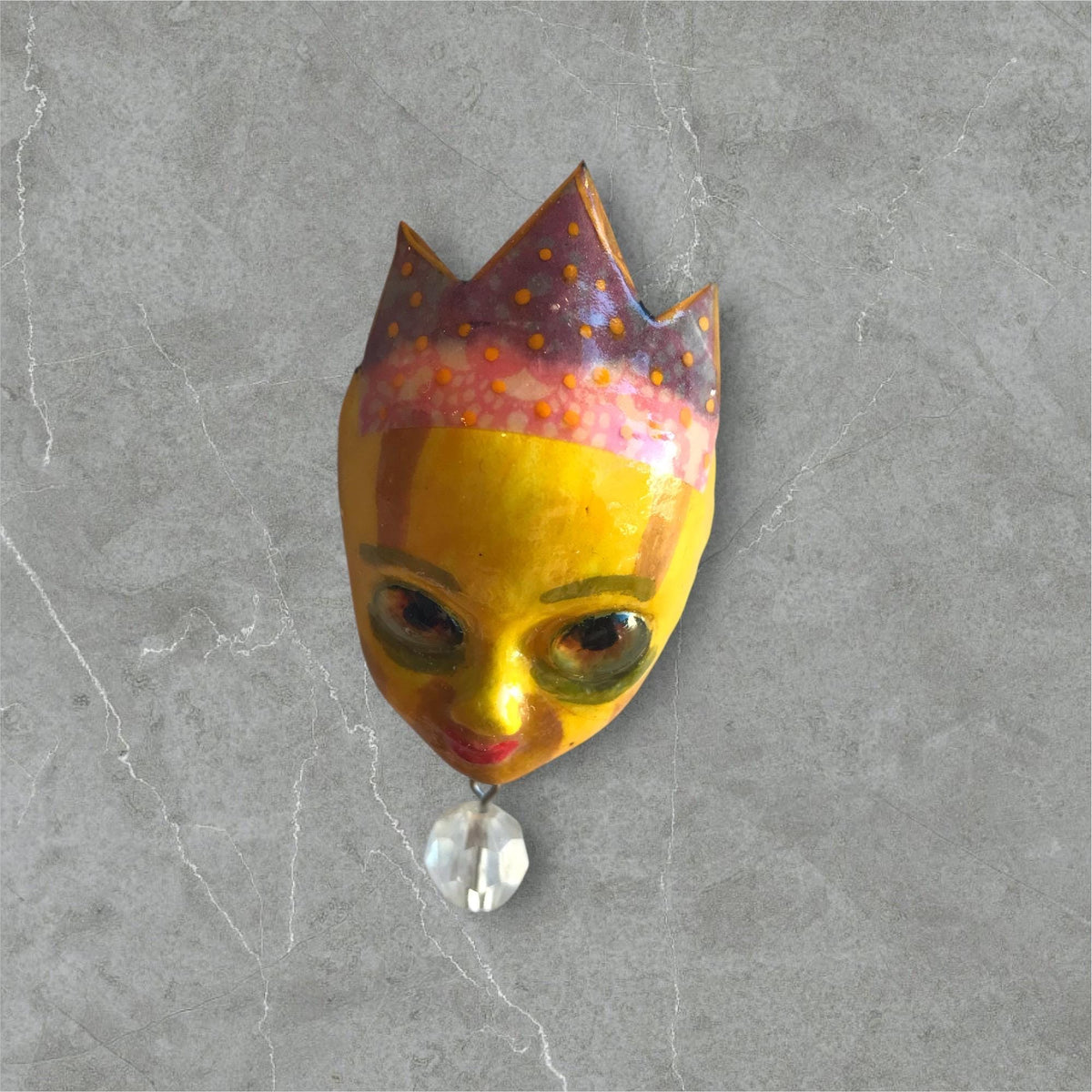 Handpainted Monster Fridge Magnet: Crowned Creepling Fae Goblin