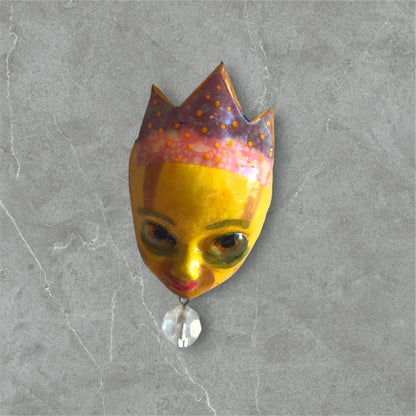 Handpainted Monster Fridge Magnet: Crowned Creepling Fae Goblin