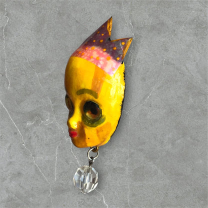 Handpainted Monster Fridge Magnet: Crowned Creepling Fae Goblin