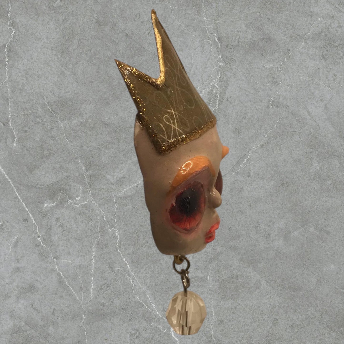 Handpainted Monster Fridge Magnet: Crowned Creepling Fae Goblin