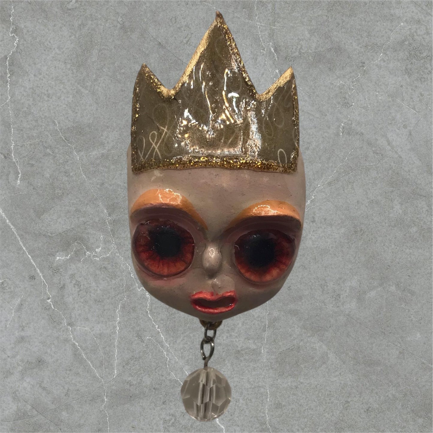 Handpainted Monster Fridge Magnet: Crowned Creepling Fae Goblin