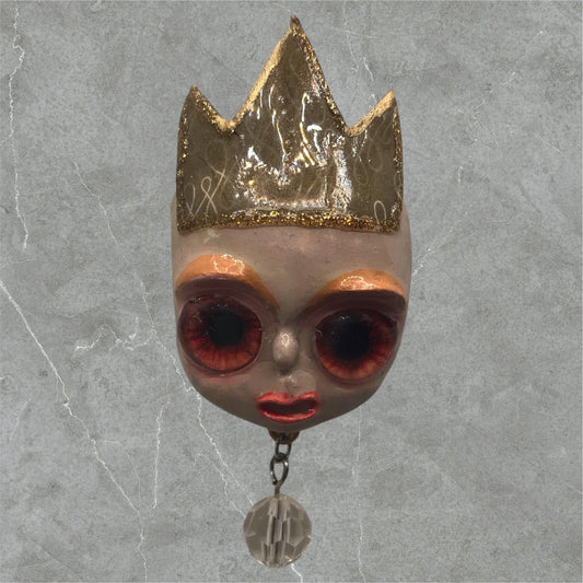 Handpainted Monster Fridge Magnet: Crowned Creepling Fae Goblin