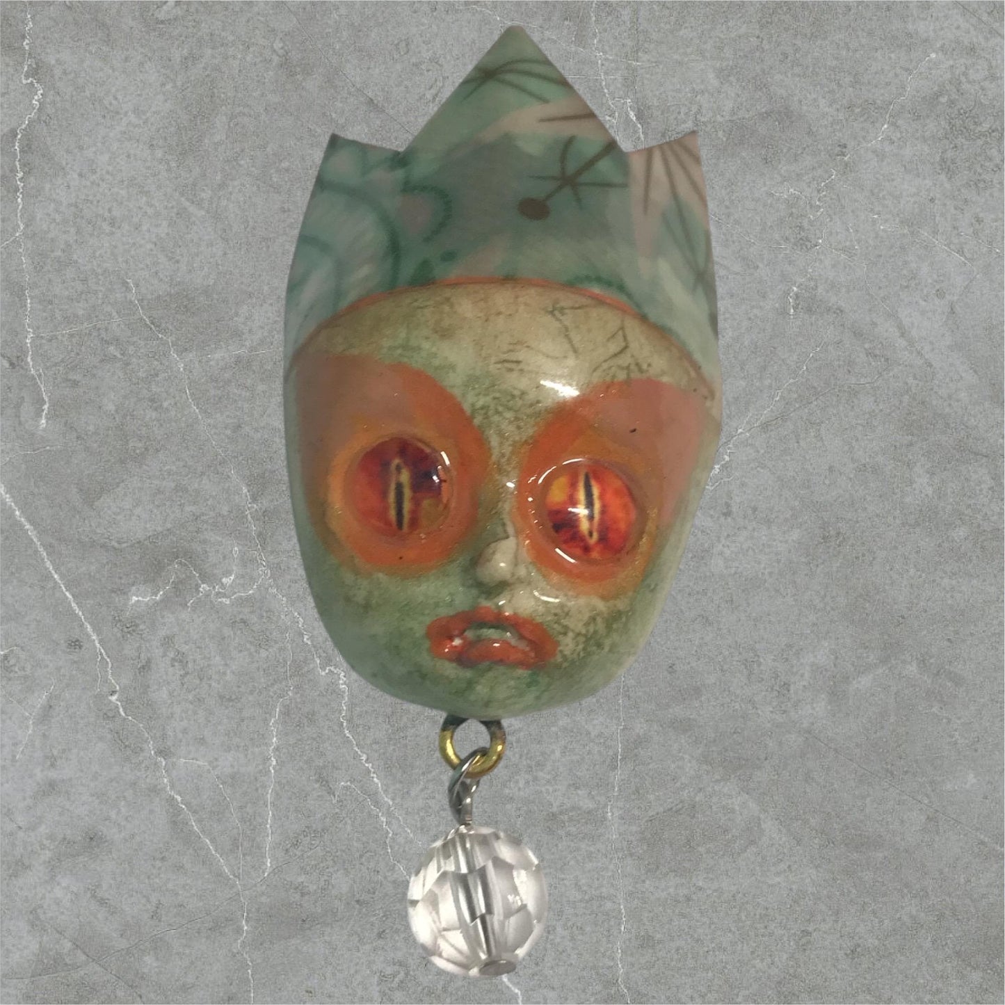 Handpainted Monster Fridge Magnet: Crowned Creepling Fae Goblin