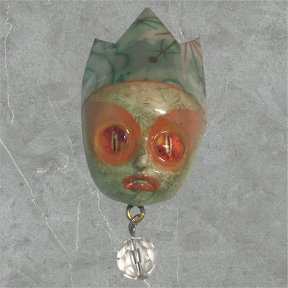 Handpainted Monster Fridge Magnet: Crowned Creepling Fae Goblin