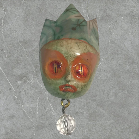 Handpainted Monster Fridge Magnet: Crowned Creepling Fae Goblin