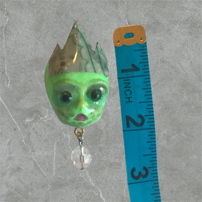 Handpainted Monster Fridge Magnet: Crowned Creepling Fae Goblin