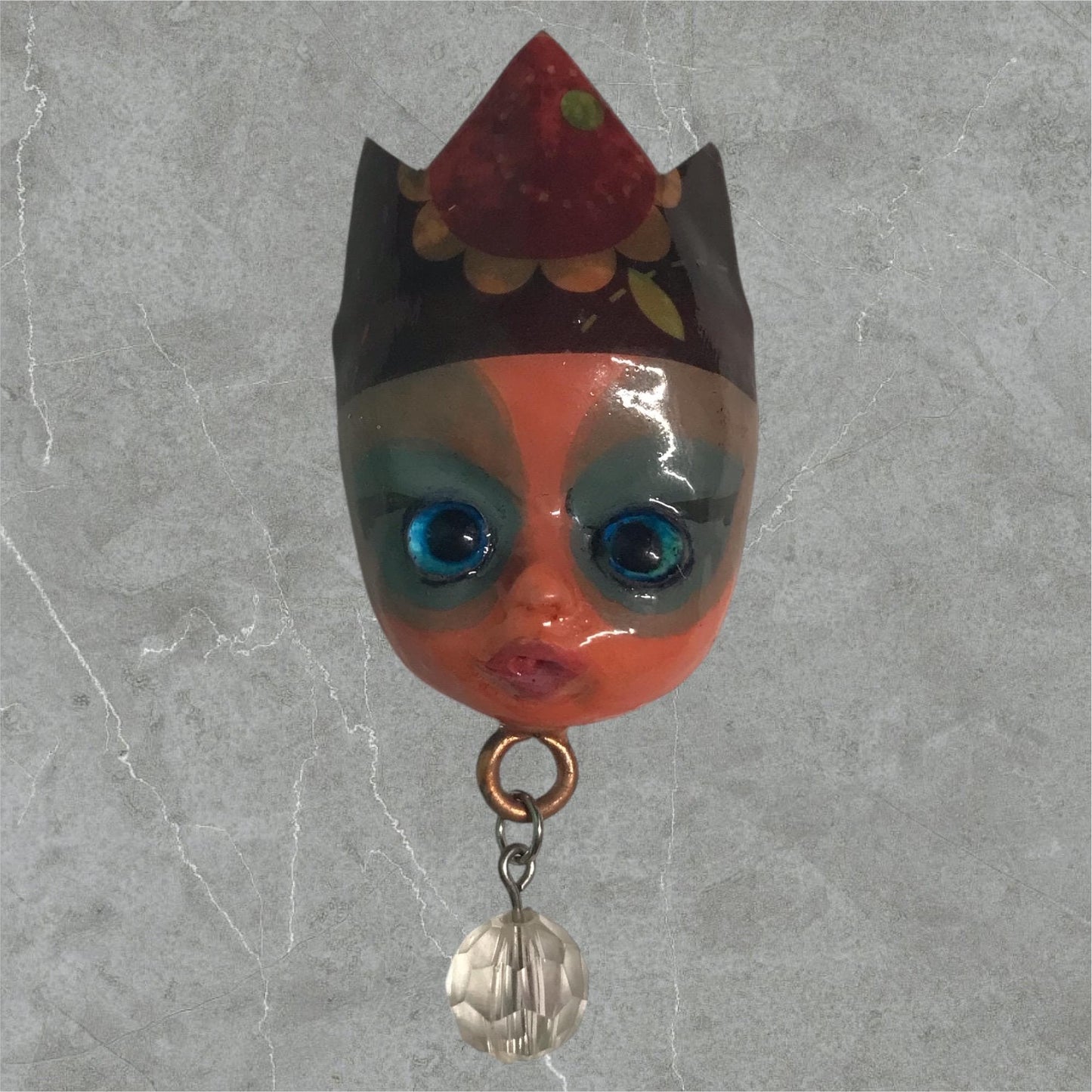 Handpainted Monster Fridge Magnet: Crowned Creepling Fae Goblin