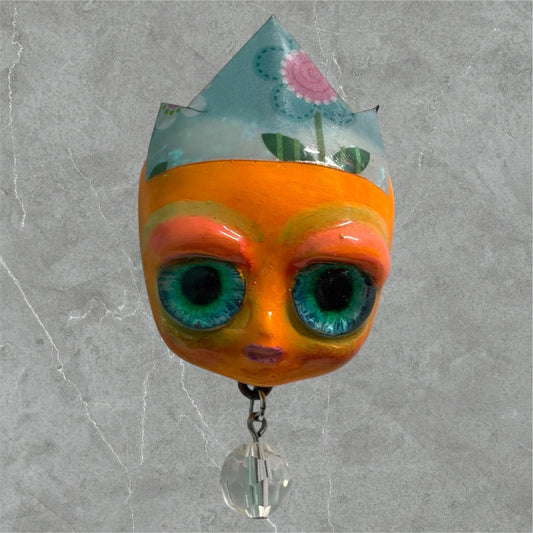 Handpainted Monster Fridge Magnet: Crowned Creepling Fae Goblin