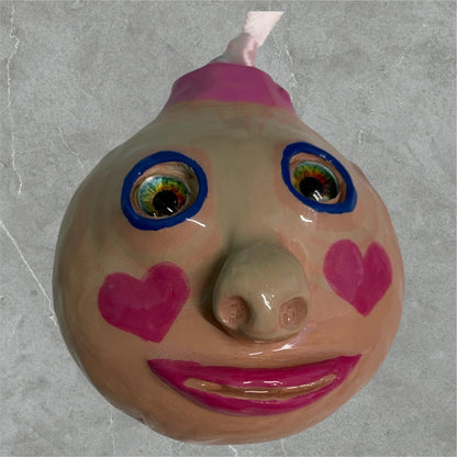 Whimsical Quirky Face Ornament Handmade Clay