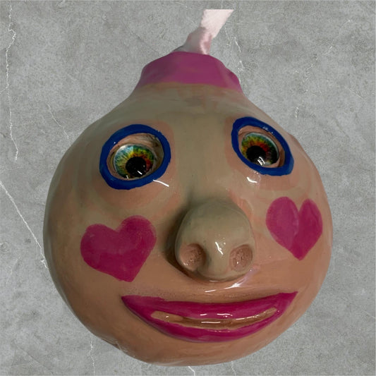 Whimsical Quirky Face Ornament Handmade Clay