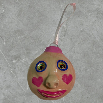 Whimsical Quirky Face Ornament Handmade Clay