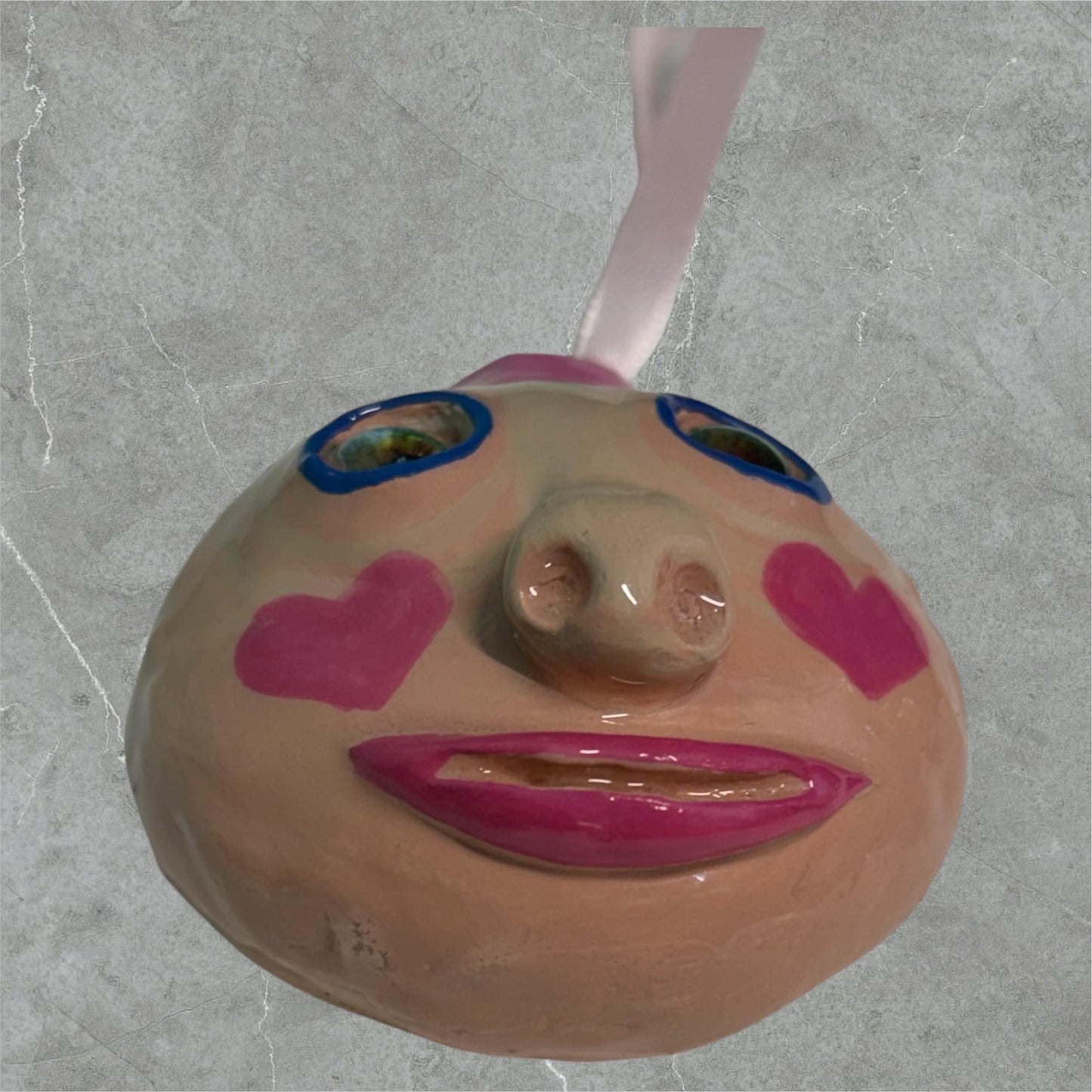 Whimsical Quirky Face Ornament Handmade Clay