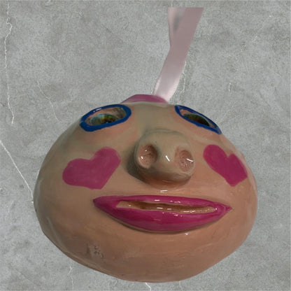 Whimsical Quirky Face Ornament Handmade Clay