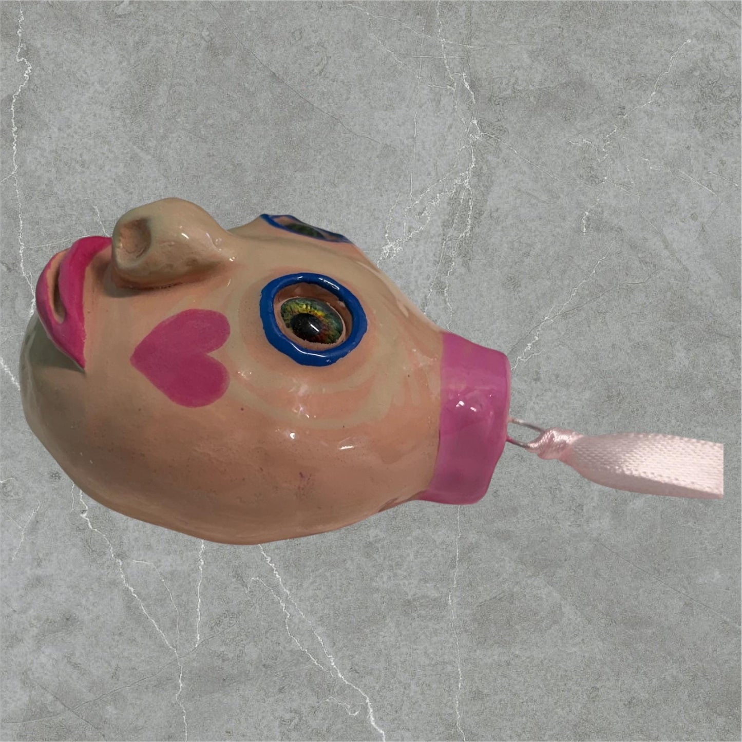 Whimsical Quirky Face Ornament Handmade Clay
